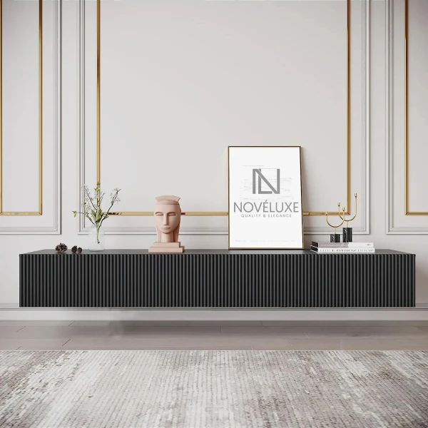 Black Line Siyah TV Ünitesi 200 CM, MDF