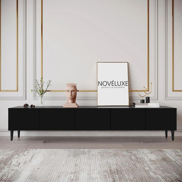 Pure Black 200 CM Siyah TV Ünitesi, MDF