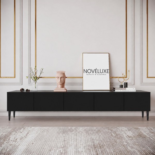 Pure Black 200 CM Siyah TV Ünitesi, MDF
