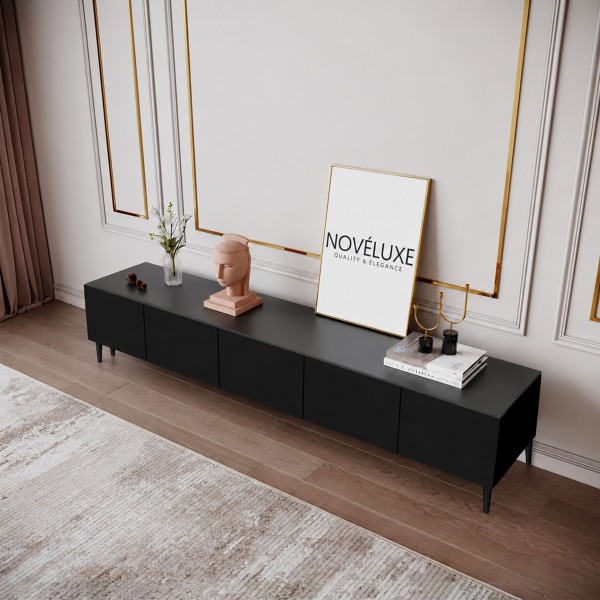 Pure Black 200 CM Siyah TV Ünitesi, MDF