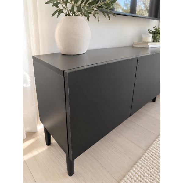 Pure Black 200 CM Siyah TV Ünitesi, MDF