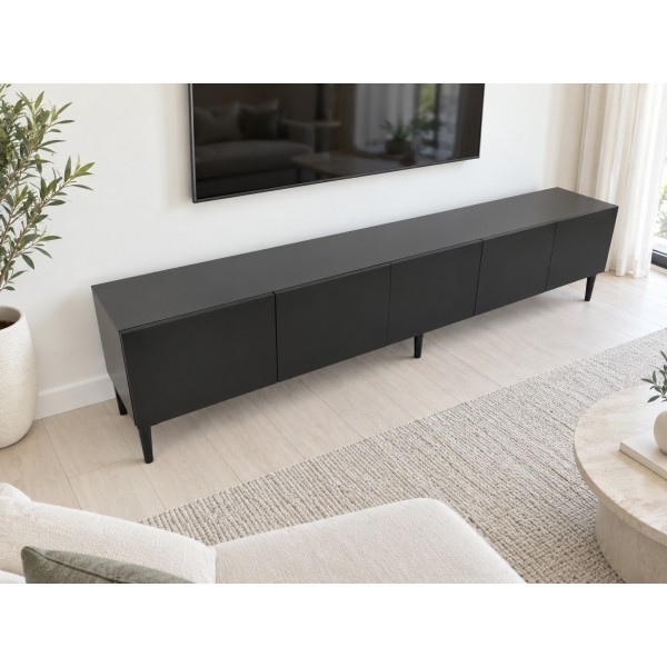 Pure Black 200 CM Siyah TV Ünitesi, MDF
