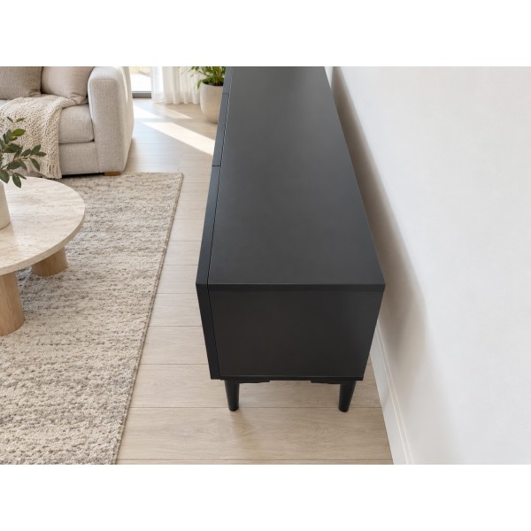 Pure Black 200 CM Siyah TV Ünitesi, MDF