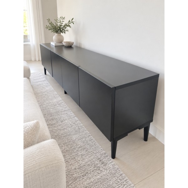Pure Black 200 CM Siyah TV Ünitesi, MDF