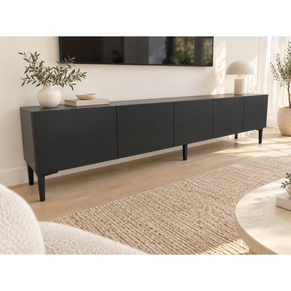 Pure Black 200 CM Siyah TV Ünitesi, MDF