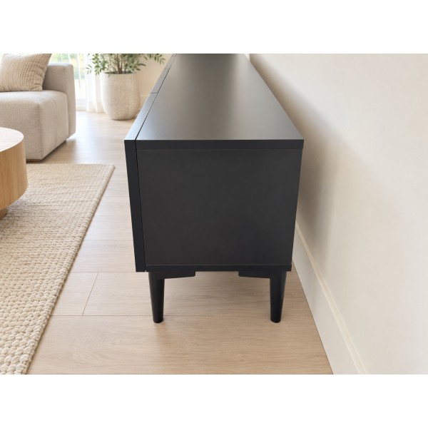 Pure Black 200 CM Siyah TV Ünitesi, MDF