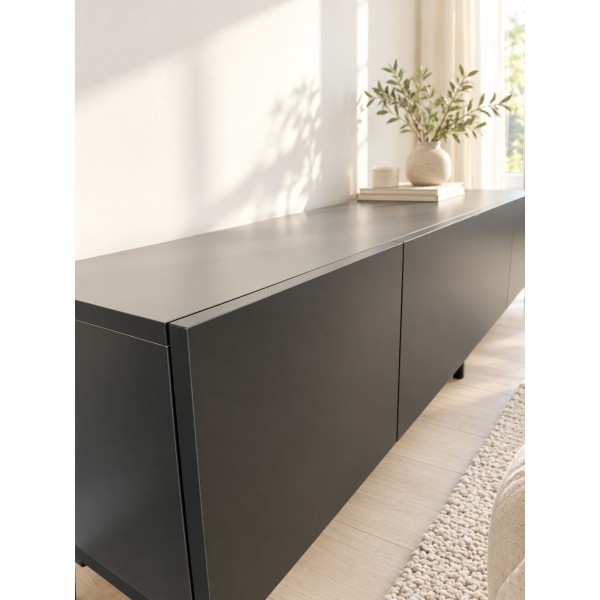 Pure Black 200 CM Siyah TV Ünitesi, MDF