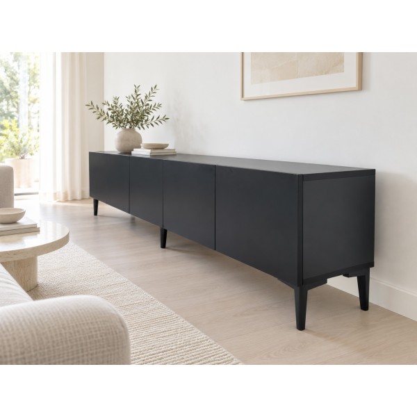 Pure Black 200 CM Siyah TV Ünitesi, MDF