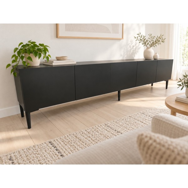 Pure Black 200 CM Siyah TV Ünitesi, MDF